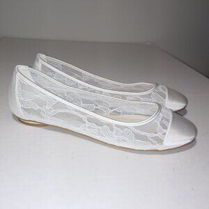 Paradox London Satin lace Ballet Flats White Size 9.5